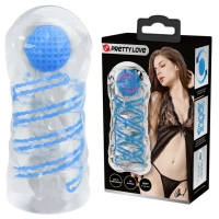 Мастурбатор Pretty Love Transparent Spiral Masturbator, блакитний — Переглянути зображення 1