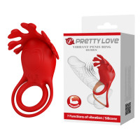 Віброкільце для члена Pretty Love Vibrant Penis Ring Ruben, червоне