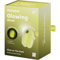 Вакуумний стимулятор клітора для жінок з вібрацією Satisfyer Glowing Ghost, жовтий