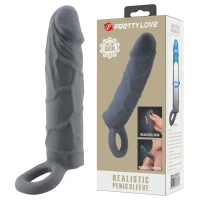 Насадка на пеніс PRETTY LOVE Realistic Penis Sleeve, TPR — Переглянути зображення 1