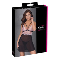 Пеньюар Babydoll, чорно-рожевий, S