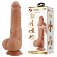 Фалоімітатор з мошонкою PRETTY LOVE - DRACO 9.2(233mm) Sliding Skin Series TPR, Suction base — Переглянути зображення 1
