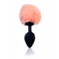 Анальна пробка B-Series Jewellery Silicon Plug Bunny Tail, чорно-персикова