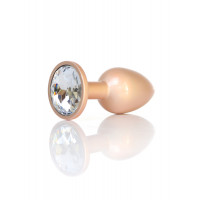 Анальна пробка B-Series Plug Jewellery Pearl Gold, металева, прозора, S