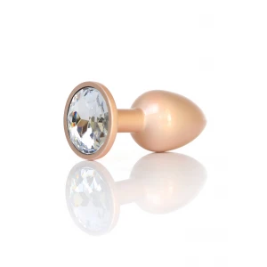 Анальна пробка B-Series Plug Jewellery Pearl Gold, металева, прозора, S
