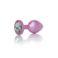Анальна металева пробка Plug-Jewellery Pearl Pink PLUG- Clear M — Просмотреть изображение 1