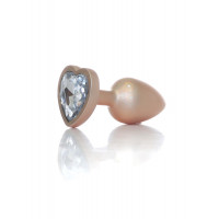 Анальна пробка B-Series Plug Jewellery Pearl Gold Heart, металева, прозора, S