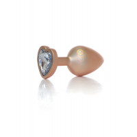 Анальна пробка B-Series Plug Jewellery Pearl Gold Heart, металева, прозора, M