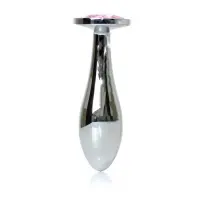 Анальна пробка Boss Series Plug Jewellery Silver Rose, металева, рожева, M — Переглянути зображення 1