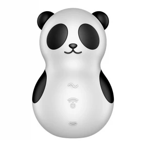 Вакуумний стимулятор клітора для жінок з вібрацією Satisfyer Pocket Panda, чорно-білий
