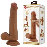 Фалоімітатор з мошонкою PRETTY LOVE TALLEN 8.7(220mm) Sliding Skin Series TPR, Suction base — Переглянути зображення 1