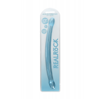 Двокінцевий фалоімітатор Realrock Crystal Clear Double Dildo 17, голубий, 42 см