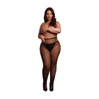 Колготки сітчасті з вирізами Plus Size, чорні із золотим глітером — Переглянути зображення 1