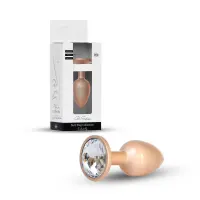 Анальна металева пробка Plug-Jewellery  Pearl Gold PLUG- Clear  L — Переглянути зображення 1
