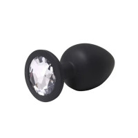 Анальна пробка Black small butt plug with white crystal