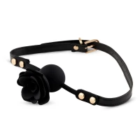 Кляп Black Rose Ball Gag, чорний — Переглянути зображення 1