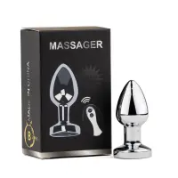 Металевий вібро-плаг Metal Butt Plug S з USB-заряджанням та пультом керування — Переглянути зображення 1