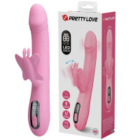 Вібратор-кролик PRETTY LOVE Bella Pink, силікон, рожевий, метелик, подвійна стимуляція