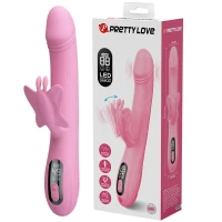 Вібратор-кролик PRETTY LOVE Bella Pink, силікон, рожевий, метелик, подвійна стимуляція — Просмотреть изображение 1