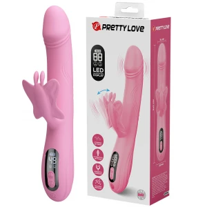 Вібратор-кролик PRETTY LOVE Bella Pink, силікон, рожевий, метелик, подвійна стимуляція
