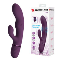 Вібратор-кролик PRETTY LOVE Zach Purple, силікон, фіолетовий, стимуляція, вібрація та пульсація