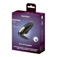 Чорний парний стимулятор Air Pulse та вібрації Satisfyer Pro 4 Couples, 12 см