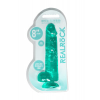 Зелений реалістичний фалоімітатор із мошонкою REALROCK CRYSTAL CLEAR, 21 см