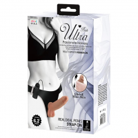 Страпон з вібрацією Ultra Passionate Harness Realdeal Penis Strap On, коричневий — Просмотреть изображение 8