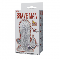 Насадка на пеніс з вібрацією Brave Man, прозора — Просмотреть изображение 6