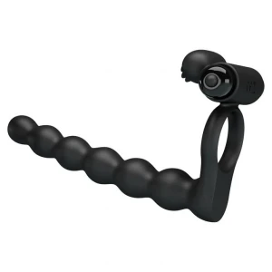 Віброкільце з анальним стимулятором Pretty Love Hercules Penis Sheath III, чорне