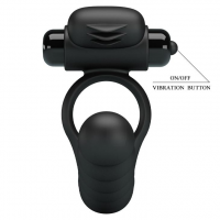 Віброкільце з анальним стимулятором Pretty Love Hercules Penis Sheath III, чорне — Просмотреть изображение 5