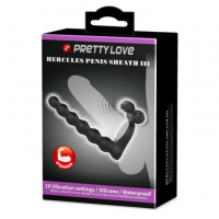Віброкільце з анальним стимулятором Pretty Love Hercules Penis Sheath III, чорне — Просмотреть изображение 6
