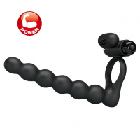 Віброкільце з анальним стимулятором Pretty Love Hercules Penis Sheath III, чорне — Просмотреть изображение 7