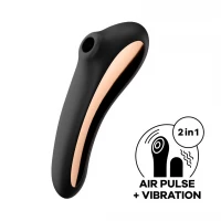Вакуумний стимулятор клітора для жінок з вібрацією Satisfyer Dual Kiss, чорний — Переглянути зображення 3