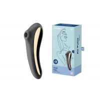 Вакуумний стимулятор клітора для жінок з вібрацією Satisfyer Dual Kiss, чорний — Переглянути зображення 5