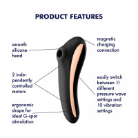 Вакуумний стимулятор клітора для жінок з вібрацією Satisfyer Dual Kiss, чорний — Просмотреть изображение 6