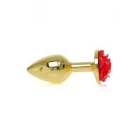 Анальна металева пробка Plug-Jewellery Gold PLUG ROSE- Red — Просмотреть изображение 2