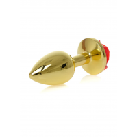 Анальна металева пробка Plug-Jewellery Gold PLUG ROSE- Red — Просмотреть изображение 3