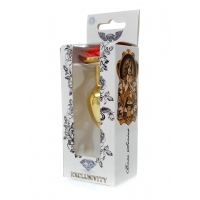 Анальна металева пробка Plug-Jewellery Gold PLUG ROSE- Red — Просмотреть изображение 5