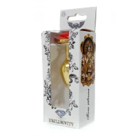 Анальна металева пробка Plug-Jewellery Gold PLUG ROSE- Red — Просмотреть изображение 5