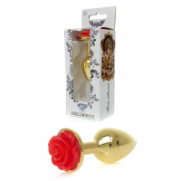 Анальна металева пробка Plug-Jewellery Gold PLUG ROSE- Red — Просмотреть изображение 6