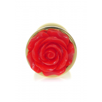 Анальна металева пробка Plug-Jewellery Gold PLUG ROSE- Red — Просмотреть изображение 9