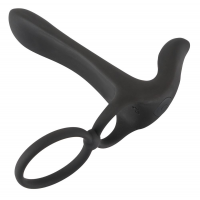 Насадка на пеніс з ерекційним кільцем і вібрацією Black Velvets Couple's Vibrator, чорна