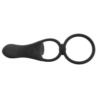 Насадка на пеніс з ерекційним кільцем і вібрацією Black Velvets Couple's Vibrator, чорна — Просмотреть изображение 3