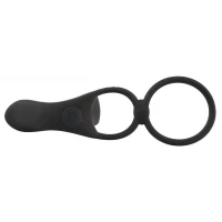 Насадка на пеніс з ерекційним кільцем і вібрацією Black Velvets Couple's Vibrator, чорна — Просмотреть изображение 3