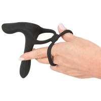 Насадка на пеніс з ерекційним кільцем і вібрацією Black Velvets Couple's Vibrator, чорна — Просмотреть изображение 7