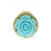 Анальна пробка B - Series HeavyFun Jewellery Gold Plug, світло-блакитна — Переглянути зображення 3