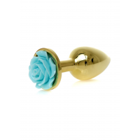 Анальна пробка B - Series HeavyFun Jewellery Gold Plug, світло-блакитна — Просмотреть изображение 4