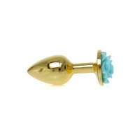 Анальна пробка B - Series HeavyFun Jewellery Gold Plug, світло-блакитна — Переглянути зображення 5