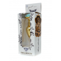 Анальна пробка B - Series HeavyFun Jewellery Gold Plug, світло-блакитна — Просмотреть изображение 7